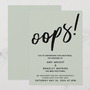 Postponed Wedding Humourous "Oops!" Announcement