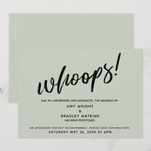 Postponed Wedding Humourous "Whoops!" Sage Card
