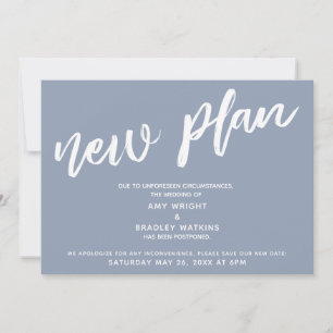 Postponed Wedding New Plan Dusty Blue Announcement