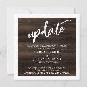 Postponed Wedding Rustic Wood Update Card