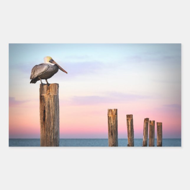 Posts & a Pelican | Fort Myers Beach, Florida Sticker (Front)