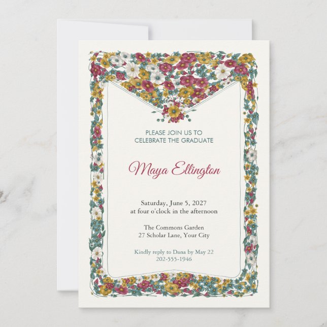 Postscript Tidings Graduation Party Invitation (Front)