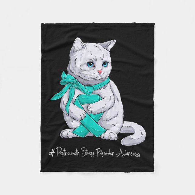 Posttraumatic Stress Disorder Awareness Month Teal Fleece Blanket (Front)