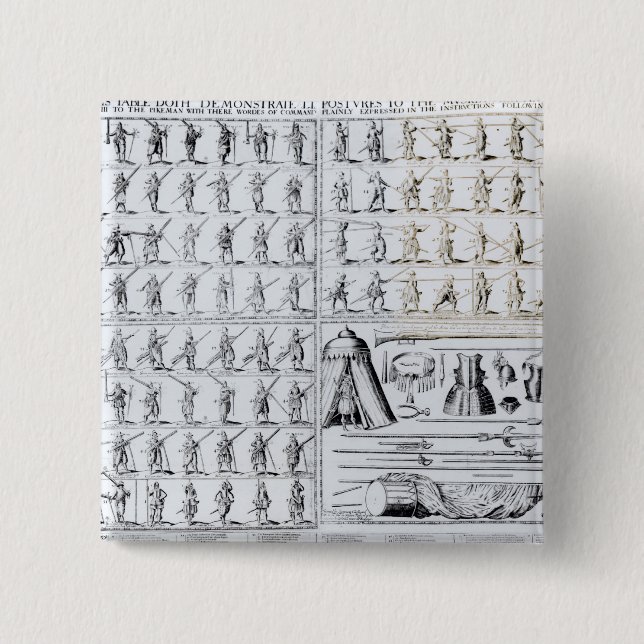 Postures for Musketeers and Pikemen 2 Inch Square Button (Front)