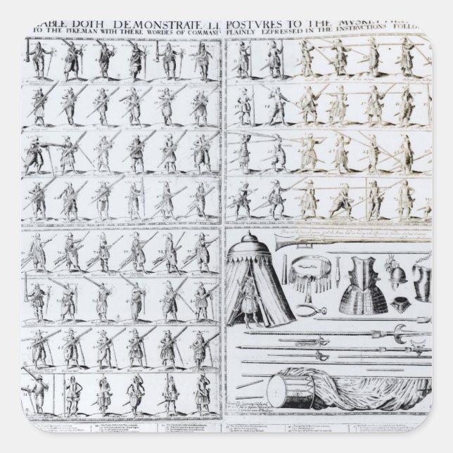 Postures for Musketeers and Pikemen Square Sticker (Front)