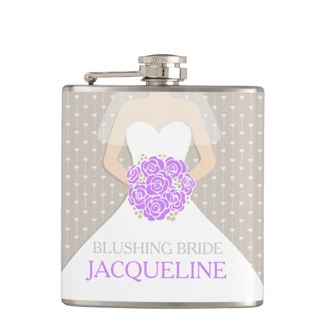 Posy bride custom named hip flask (Front)