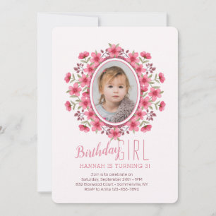 Posy Frame Photo Invitation Anniversaire