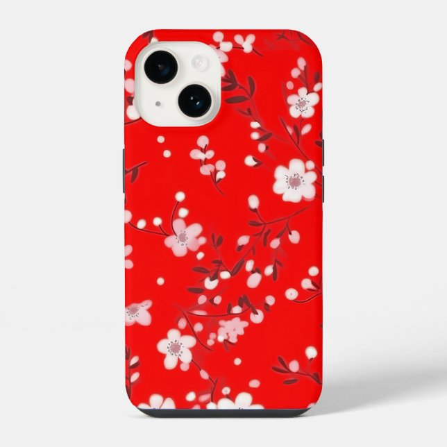 Posy Print On Red iPhone Case (Back)