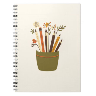 Pot à crayons floral étude Cahier esthétique