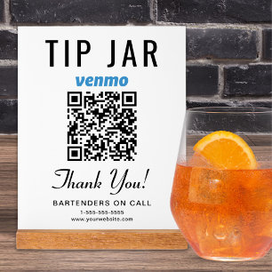 Pot à pourboire Code QR Venmo Blanc
