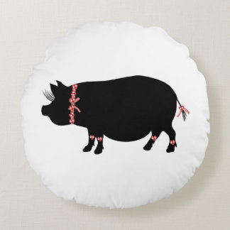 Pot Bellie Pig Girl Round Pillow