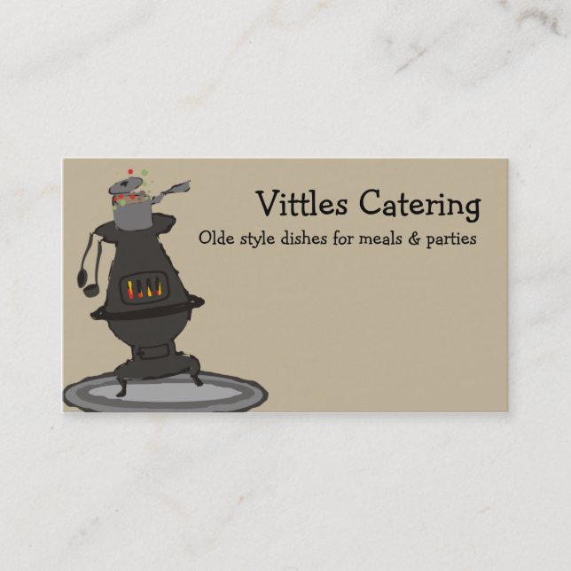 Pot belly stove cooking chef business cards (Front)