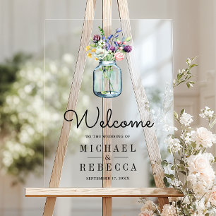 Pot de fleurs sauvages en bocal Mason pour mariage