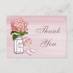 Pot de maçon, bébé, Merci rose d'hortensia