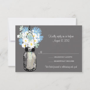 Pot de maçon et carte des fleurs sauvages RSVP