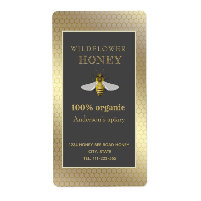 pot de miel d'abeille rustique vintage (Devant)