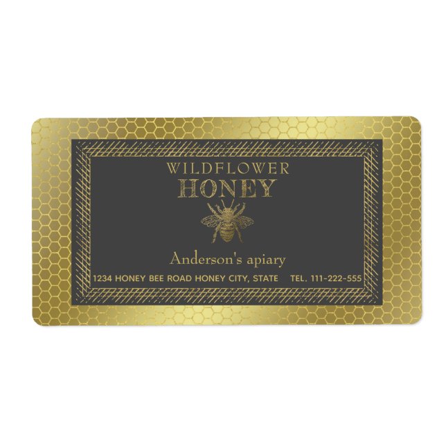 pot de miel d'abeille rustique vintage (Devant)