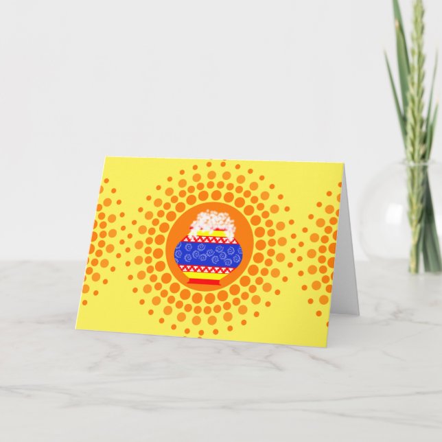 Pot de Pongal et carte de voeux de conception de (Devant)