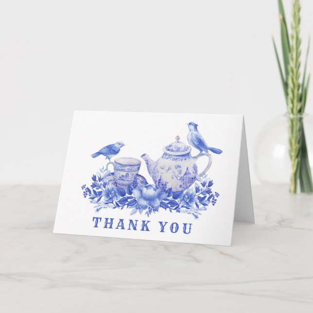 Pot de thé bleu et blanc avec oiseaux | MERCI (Devant)