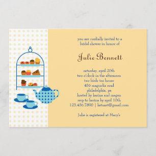 Pot de thé et invitation de Fête de la mariée de