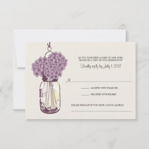 Pot d'hortensia et de maçon épousant RSVP