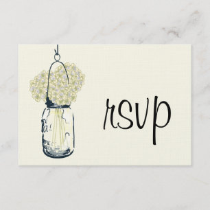 Pot d'hortensia et de maçon épousant RSVP