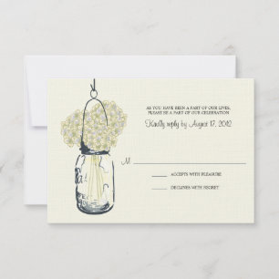 Pot d'hortensia et de maçon épousant RSVP