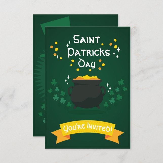 Pot D'Or| Invitations à la fête du Saint-Patrick (Devant / Derrière)