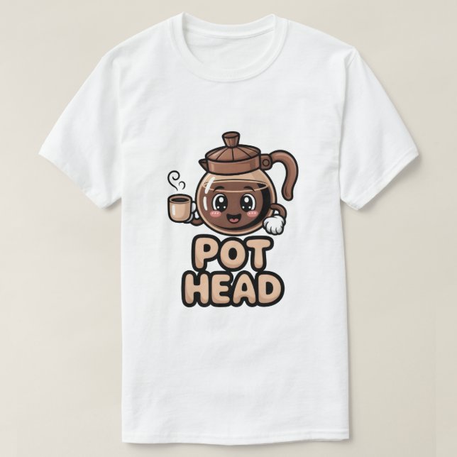 Pot Head Cute Kawaii Cafe Funny Coffee Lover Gift T-Shirt (Design Front)