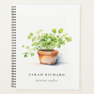 Pot Herbe Persil Coriander Aquarelle Botanique
