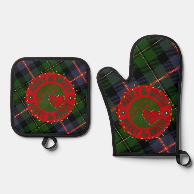 Pot Holder/Oven Mitt Plaid Merry & Bright Oven Mitt & Pot Holder Set (Front)