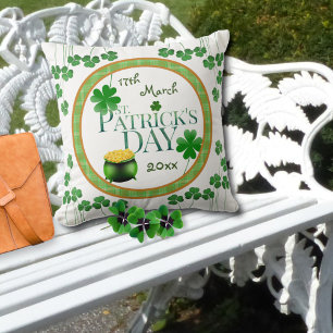 Pot o' Gold Shamrock St Patrick's Day Throw Pillow