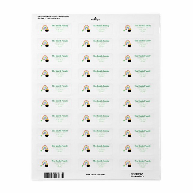 Pot of gold address label (Full Sheet)