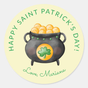 Pot of Gold Happy Saint Patricks Day Party Favours Classic Round Sticker