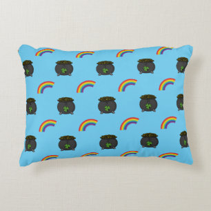Pot of Gold Rainbow Cartoon Accent Pillow