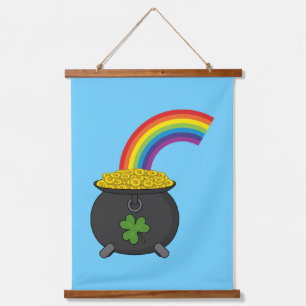 Pot of Gold Rainbow Cartoon Hanging Tapestry
