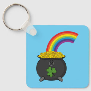 Pot of Gold Rainbow Cartoon Keychain