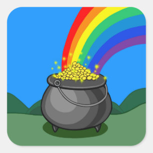 Pot of Gold & Rainbow Square Sticker