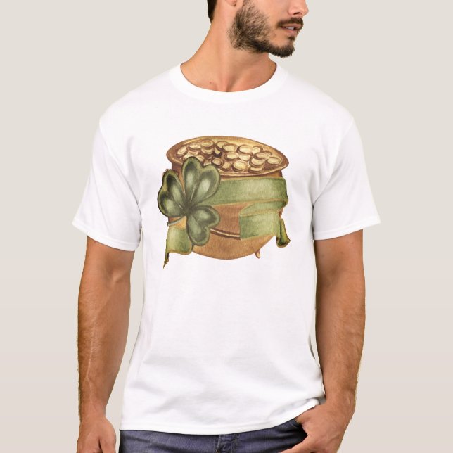Pot of Gold Shamrock St. Patrick's Day T-Shirt (Front)