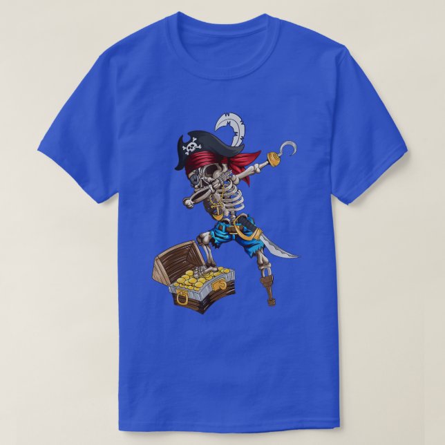 Pot Of Gold Skeleton Pirate Dabbing Dab Hat Pirate T-Shirt (Design Front)