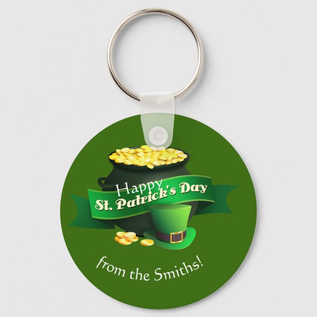 Pot of Gold St Patrick's Day Keychain (Front)