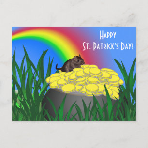 Pot of Gold w/Gerbil - St Patrick's Day Postcard