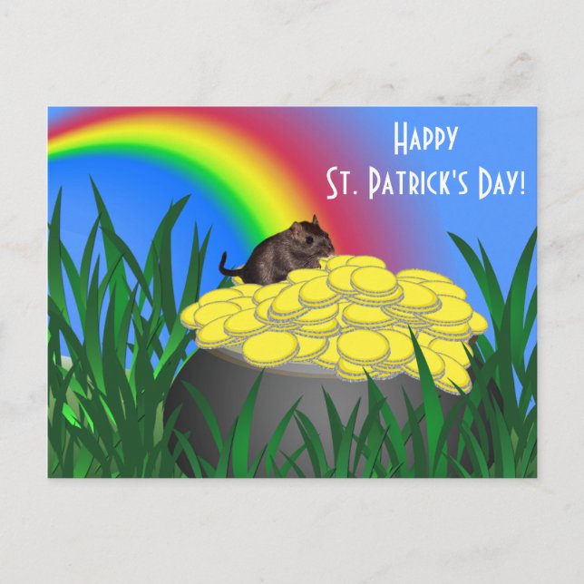 Pot of Gold w/Gerbil - St Patrick's Day Postcard (Front)