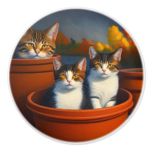 Pot Plant Cats, Ceramic Knob
