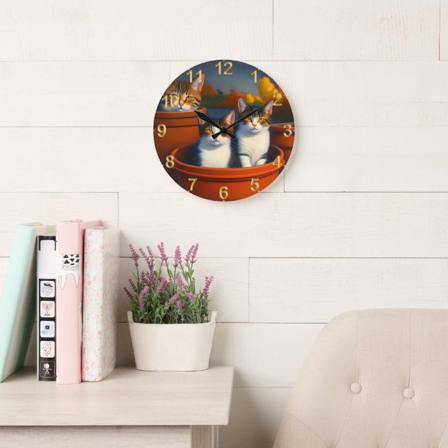 Pot Plant Kittens, Wall Clock (Reading Room)