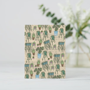 Pot Plants Pattern Postcard
