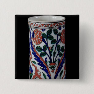 Pot with a floral decoration, Iznik 2 Inch Square Button