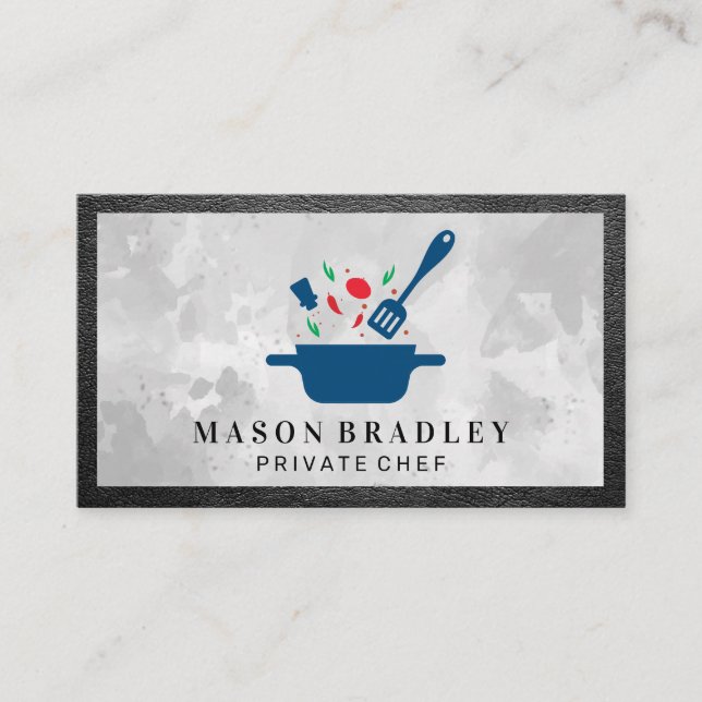 Pot with Ingredients | Cook Chef Business Card (Front)
