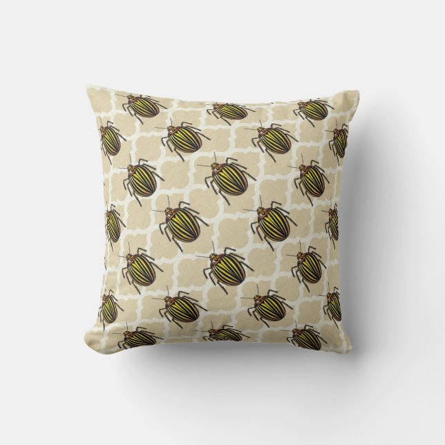 Potato Beetle Pattern Art Throw Pillow (Front)