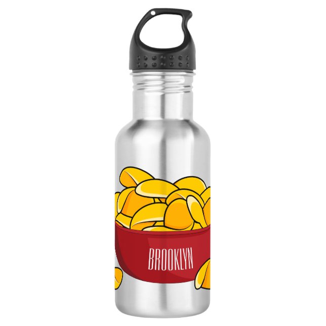 Potato chip cartoon illustration  532 ml water bottle (Front)